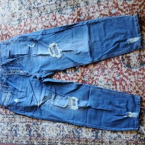 LAST PAIR distressed boyfriend Jeans size XL tapered leg ripped denim